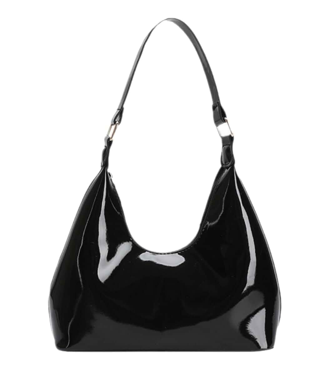 Patent Leather Hobo Bag Crescent Shoulder Bag Small Going Out Tote Bag Satchel Purse
