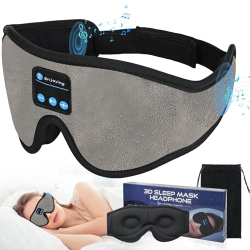 Grey Bluetooth Sleep Mask, 3D Sleep Mask with Headphones for Side Sleeper, Light Blocking Sleep Mask for Women and Men, Soft Night Eye Blinder, Suitable for Travel, Lunch Breaks, Sleeping, Meditation Grey Bluetooth Sleep Mask, 3D Sleep Mask with Headphones for Side Sleeper, Light Blocking Sleep Mask for Women and Men, Soft Night Eye Blinder, Suitable for Travel, Lunch Breaks, Sleeping, Meditation