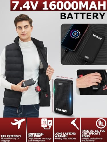 Men's Heated Vest with 16000mAh Battery Pack - 10 Heating Zones Heated Jacket, Lightweight Waistcoats for Outdoor4