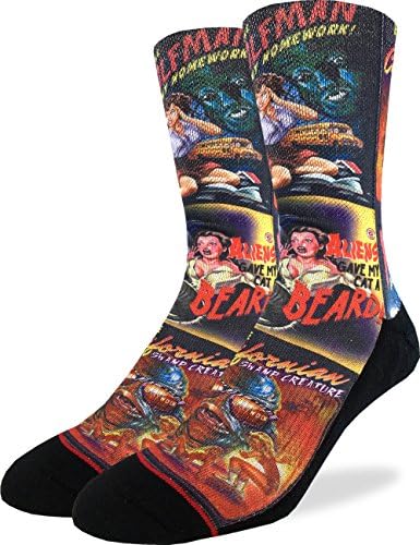 Mens B-Movie Horror Posters Crew Socks - Adult Shoe Size 8-13,Red