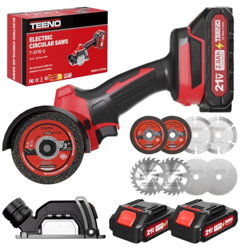 TEENO 21V Brushless 3' Mini Cut-Off Tool, 2x 2.0Ah Batteries...