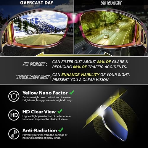 Image of URUMQI Night Vision Driving Glasses Fit Over Eyeglasses for Men Women