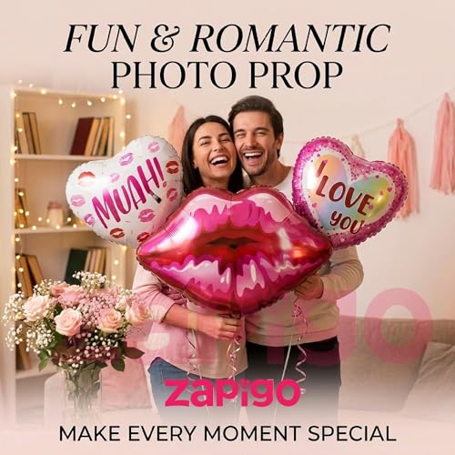Image of Balloonistics Lips And Love Theme Balloon Bouquet Pack Of 5