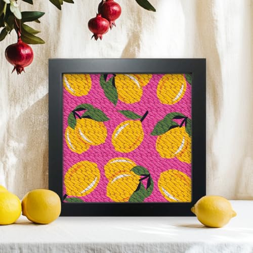 Image of BEUNITONE DIY Punch Needle Kits for Beginners,Lemon Pre-Printed Pattern,Embroidery Punch Needle Starter Kits for Adults,Includes Pre-Printed Cloth,Yarns,Hoops,Threader and Instruction