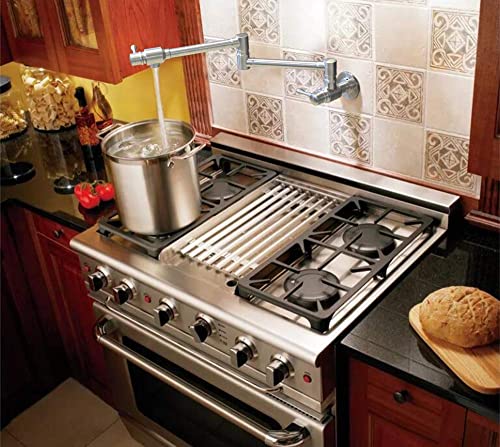 Mstjry Pot Filler Faucet Wall Mount Stainless Steel Commercial Kitchen Faucet Double Joint Spout Folding Stretchable Swing Arm With Single Hole 2 Handles #TOP7