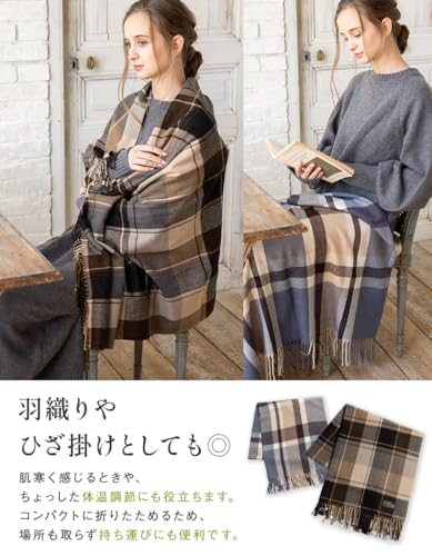 Loo&c 厚手 大判ストール チェック柄 マフラー B0FSR3ZF7S の商品画像 3