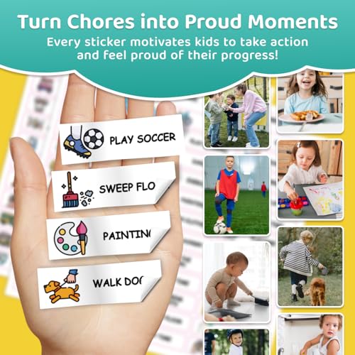 Image of Dry Erase 4 in 1 Chore Chart for Multiple Kids - Magnetic Routine Chart with Slider Cute Chore Stickers, Visual Schedule for Kid with Autism to Do List Checklist for Kids