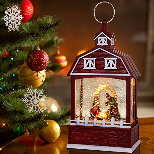 DRomance Christmas Music Snow Globe Lantern with 6 Hour Timer, USB Powered Battery Operated Lighted Water Singing Snow Globe Holiday Women Children Gift(Nativity, 5 x 3.1 x 11.1 Inches)