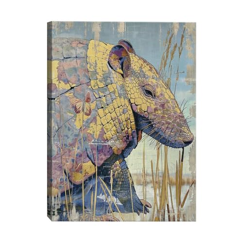 ParagonDecor Armadillo With Butterflies In Meadow Design 4 Canvas Wall