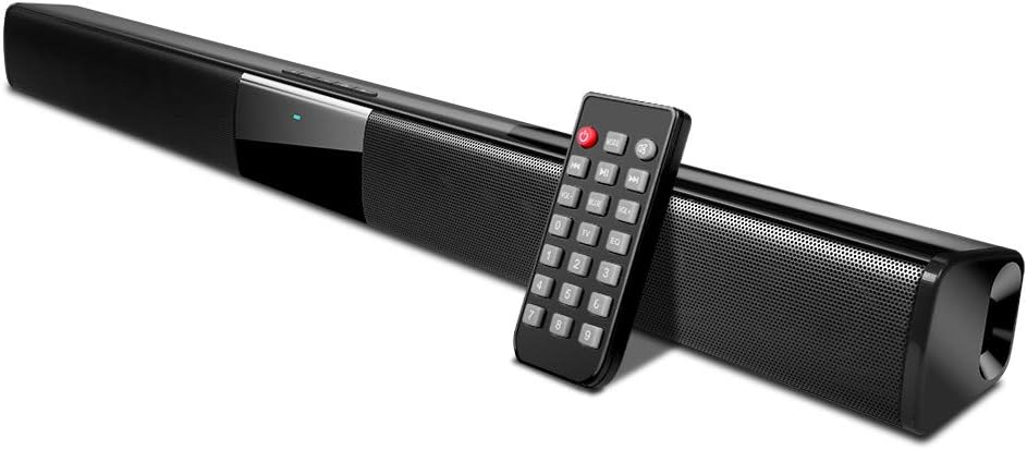 Soundbar, GooDee 2.0 Channel Speaker for TV Sound bar 22 Inch Wired & Wireless Bluetooth Speaker with Built-in Batteries, Best for Indoor Outdoor Use, Black