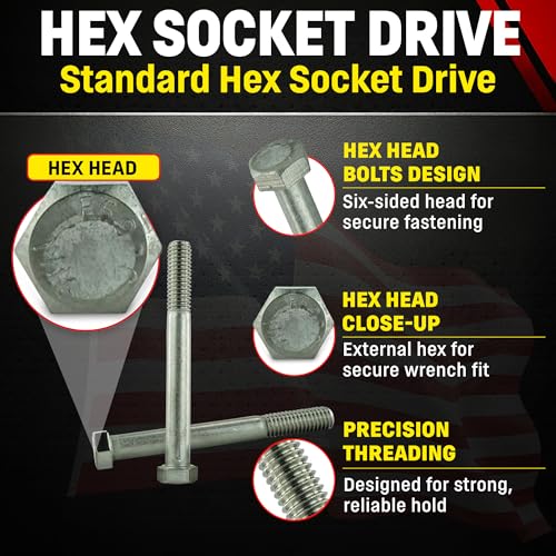 Image of Stainless 7 /16-14 x 4 inch Hex Head Bolts (3 /4 inch to 5 inch Lengths Available in Listing), 304 Stainless Steel, 10 Pieces (7 /16-14 x 4 inch)
