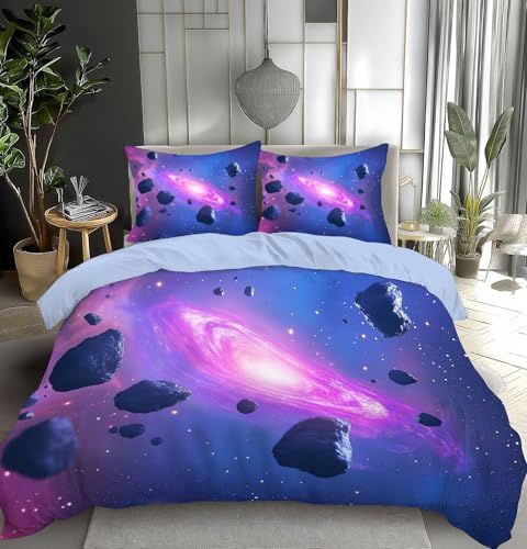 Parure lit galaxie 140x200 housse couette microfibre infroissable