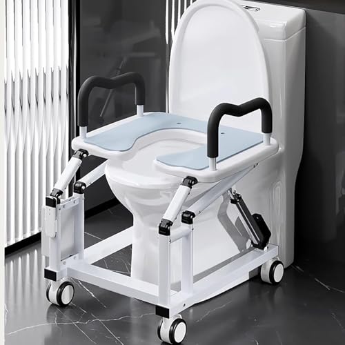 Automatyczny podnośnik do deski sedesowej dla osób starszych, ergonomiczny kąt 29°, antypoślizgowe podłokietniki, kółka 360°, mechanizm bezpiecznego zwalniania, wygodna pomoc w łazience.