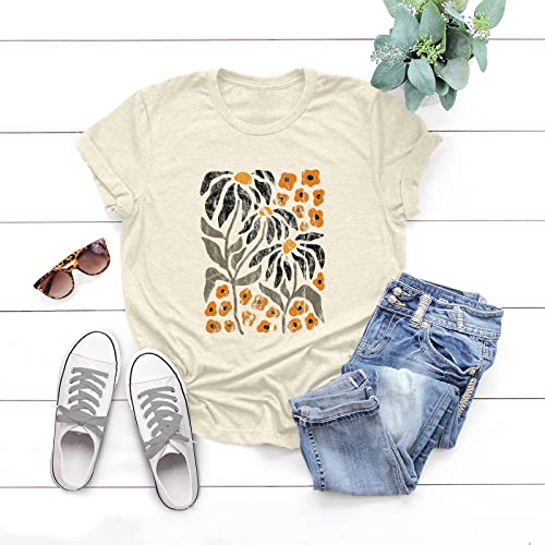 Image of Anbech Womens Dandelion Graphic T-Shirts Teen Girls Cute Sunflower Print Casual Tee Tops