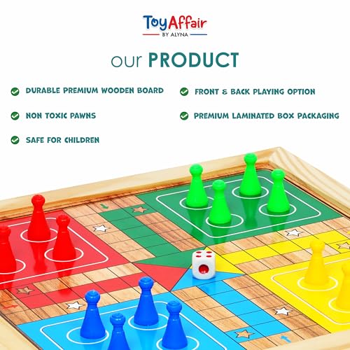 Juego de mesa 2 en 1 Ludo y Serpientes y Escaleras de madera miniatura 4