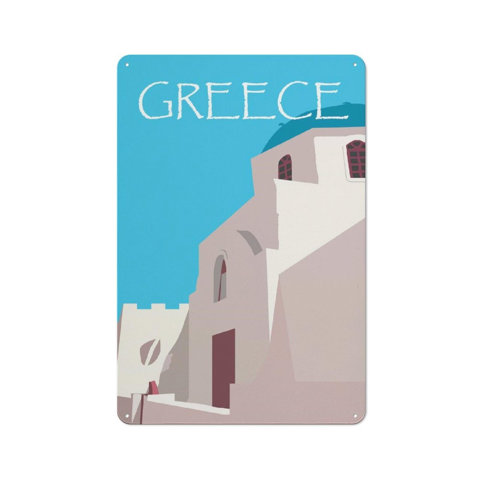 Junmoney Style-3 For Guest Room Or Hallway, Greece Church Illustration Vintage Metal Sign 30X20cm, New-Space Wall Decor For Home Decor Collectors