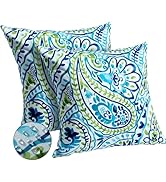 DFXSZ Outdoor Pillow Covers 18x18 Inch Set of 2 Colorful Paisley Decor Throw Pillow Covers Outdoo...