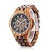 Bewell W116C Mens Wooden Watch with Date Day Luminous Hands Lightweight Wristwatch (Zebra+Ebony)