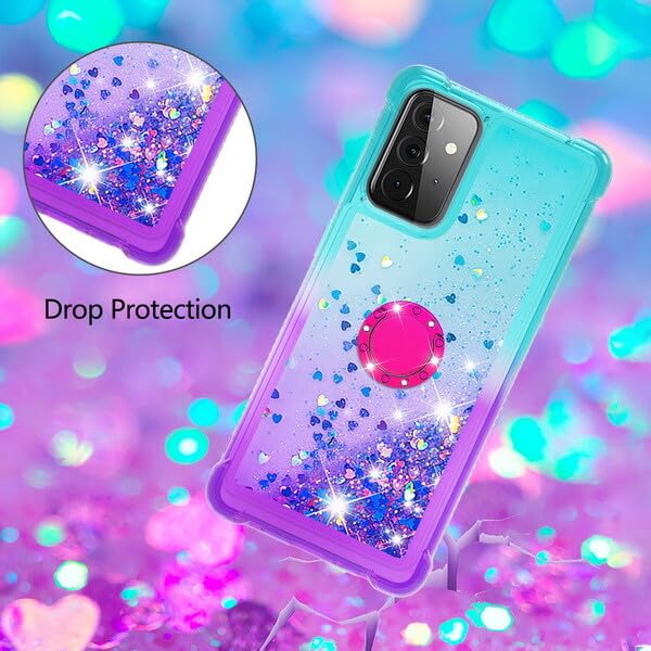 Coque iPhone 6 avec anneau support et paillettes rose violet protection silicone