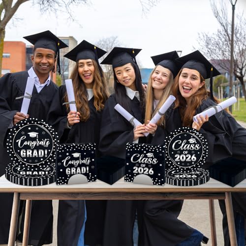 Juweked Black and Silver Graduation Paper Plates and Napkins Serve 50, Polka Dots Graduation Decorations Class of 2026 Congrats Grad Decorations for College High School Grad Party Supplies by Juweked - Used condition - Image 6