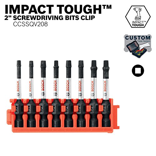 Image of BOSCH CCSSQV208 8-Piece Assorted Set 2 in. Impact Tough Square Power Bits with Clip for Custom Case System