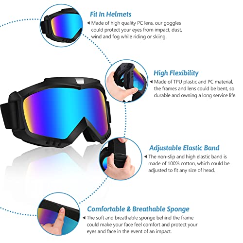 Lievermo Dirt Bike Goggles, Motorcycle Goggles, Atv Goggles, Motocross Goggles Ski Goggles Windproof Glasses Racing Helmet Goggles For Adults Men Women Youth Kids, Black #TOP2