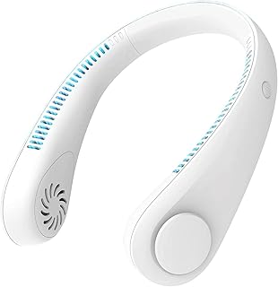 TMY Portable Hanging Bladeless Neck Fan (White) | Rechargeable Battery Operated Personal Fan | 3 Speed Wearable Cooling Fan | Hands-Free USB Neck Fan for Travel, Office, Outdoor & Gym (TMYP16)