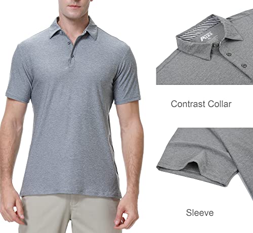 Alex Vando Mens Golf Shirt Moisture Wicking Quick-Dry Short Sleeve Casual Polo Shirts For Men,Grey,Xl #TOP2