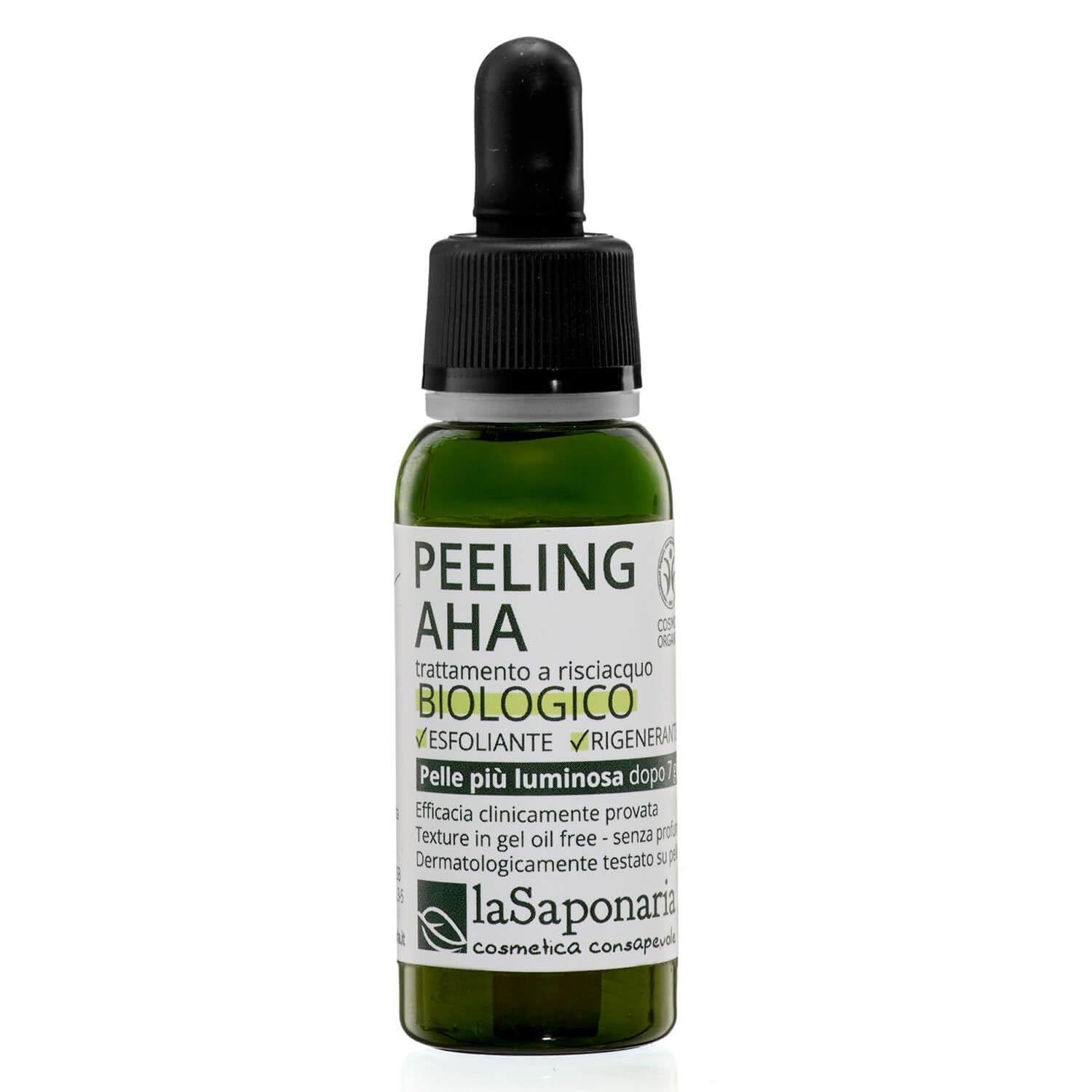 La Saponaria | Peeling AHA Biologico, Trattamento Esfoliante, Pulizia e Rigenerazione Profonda, Texture in Gel Oil Free - 30ml