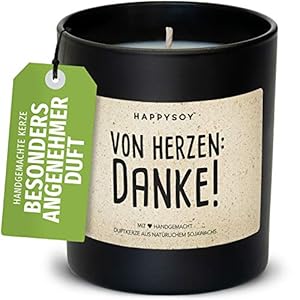 Danke sagen von Herzen Soja Duftkerze im Glas mit Spruch 100% natürlich, handgemacht nachhaltig persönlich Geschenk…