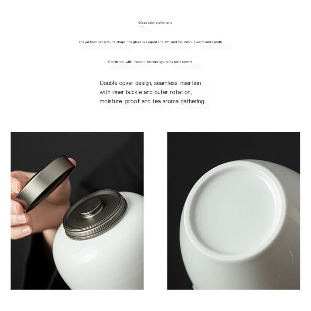 Contenitore per il tè in ceramica Barattolo per la conservazione del tè sfuso in ceramica Barattolo per la conservazione del tè semplice Coperchio a doppio strato da cucina Barattolo sigillato Set d