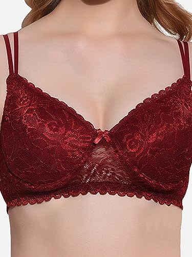 Image of FIMS - Fashion is my style Women Cotton Lycra Floral Lace Lightly Padded Bra Wired Seamless Fullcoverage Multicolor Cup- B