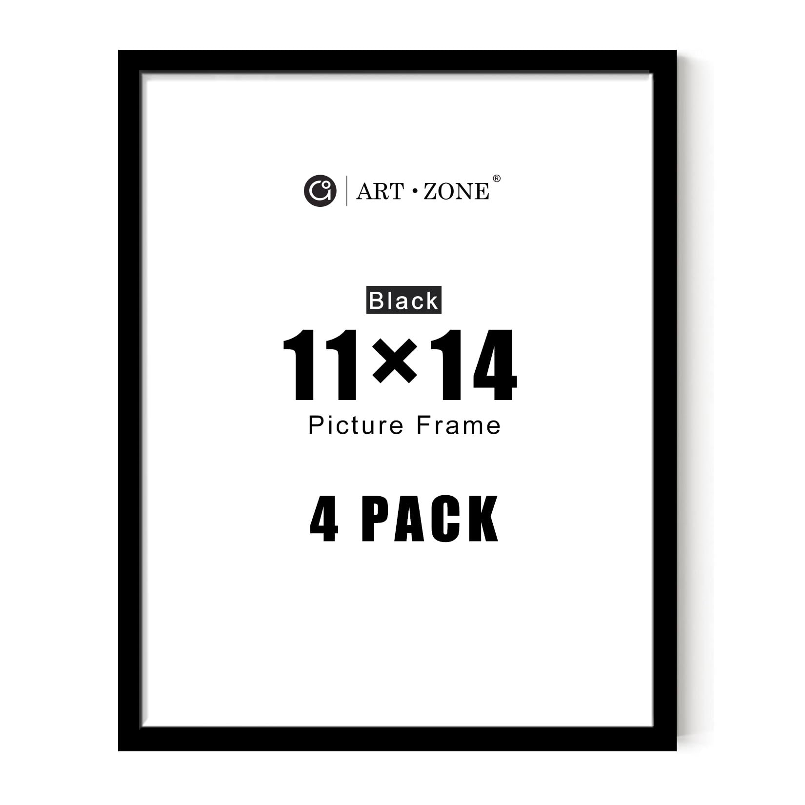 A ART·ZONE Black Picture Frames - 11x14-4 Pack Photo & Poster Frame Set for Wall Decor & Tabletop Display Minimalist Black Frame Collection