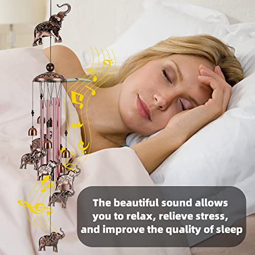 Grednfhat Elephant Wind Chimes For Outside Elephant Gift, Unique Windchimes Garden Decoration Outdoor Clearance Copper Wind Chime Christmas Birthday Gifts For Women Mom Grandma (Elephant) #TOP1
