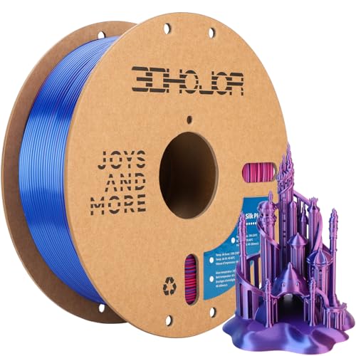 Image of 3DHoJor Silk PLA Filament 1.75mm Blue Purple Red Triple Color PLA 3D Printer Filament 3 in 1 Coextrusion 1KG Spool(2.2lbs) 3D Printing Filament Dimensional Accuracy + /- 0.03mm