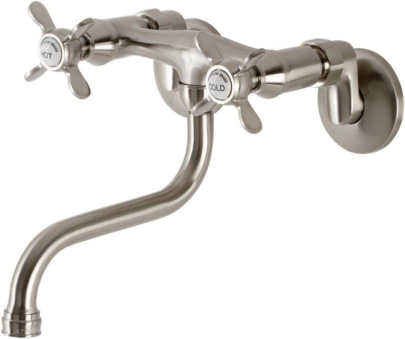 Kingston Brass KS116SB Adjustable Center Wall Mount Bathroom Faucet, Brushed Brass 10.38 x 6 x 5.44
