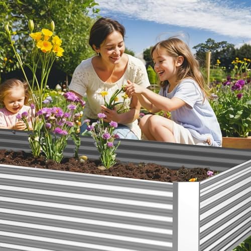 FRIZIONE 4pcs Galvanized Raised Garden Bed Outdoor,Above Ground Garden Bed for Vegetable,Metal Raised Beds for Flower,Steel Raised Beds for Gardening - 4x2ft by FRIZIONE - Image 4