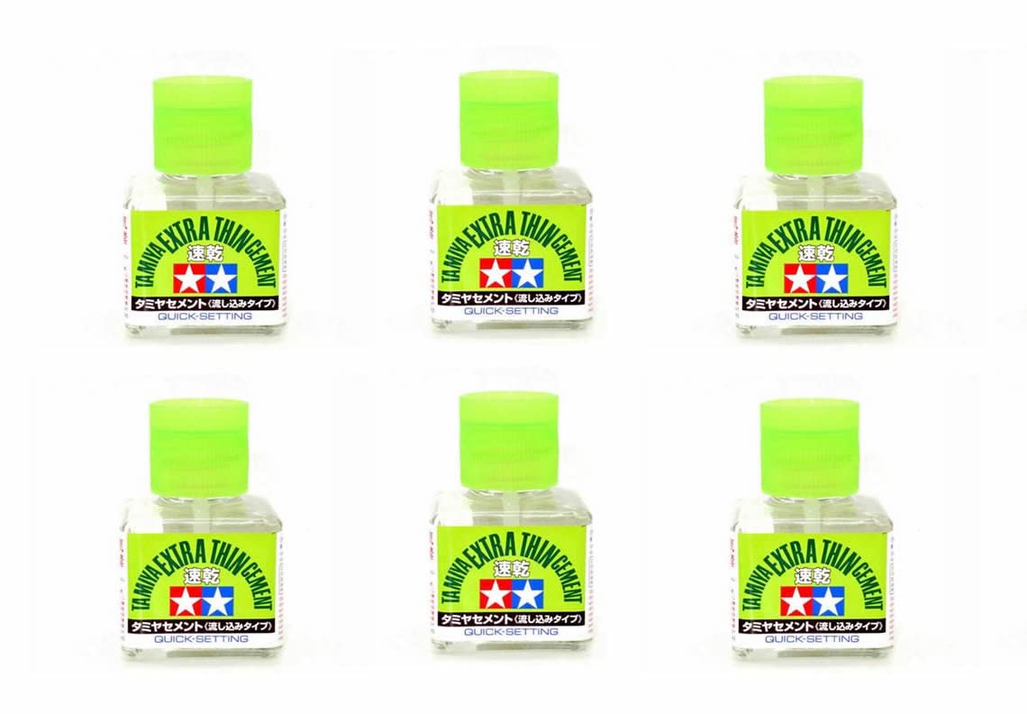 SIX PACK - Tamiya 87182 Extra Thin Liquid Cement Adhesive Quick Set (40ml)
