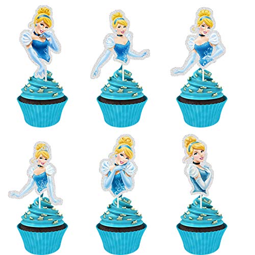 Glitter Cinderella Inspired Cupcake Topper, Princess Cinderella Theme Birthday Party Suppliers, Disney Princess Cinderella Cupcake Decoration, Girls Princess Party Favor