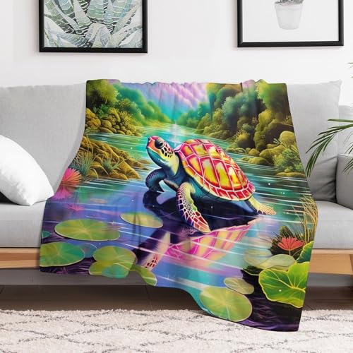Manta para sofá de forro polar suave con estampado de tortugas 3