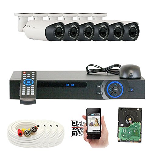 GW Security VD6C8CH891CVI 8-Channel 1080p Preview 720p Realtime Varifocal Zoom Night Vision Dome Security Camera DVR System with 1TB Hard Drive (White)