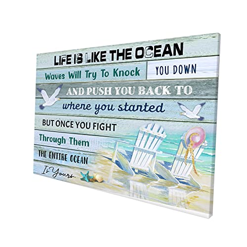 Niaxauyt Beach Bathroom Decorative Wall Art Painting Inspirational Maxim Living Room Bedroom Home Decoration Wood Style 12X16Inches #TOP2