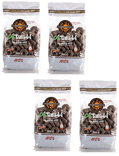 I Tesori di Canusium: Ce Taradd con Grano Arso, Taralli with Whole Dark Wheat 10.58 Ounce (300gr) Package (Pack of 4) [ Italian Import ]