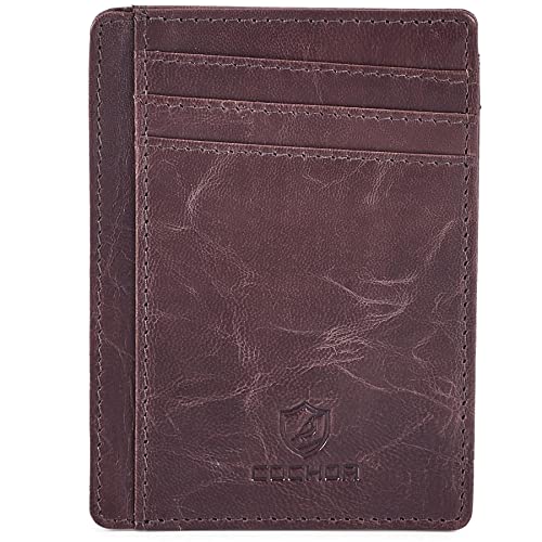 Front Pocket Wallet for Men Women Slim Minimalist Real Leather RFID Blocking Credit Card Holder