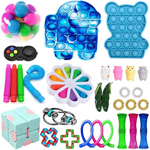 Auralto 30Pcs pop it Fidget Toy Set,tiktok Push Bubble Fidget Sensory Toy for Kids Adults and Fidget Toy Kill Time