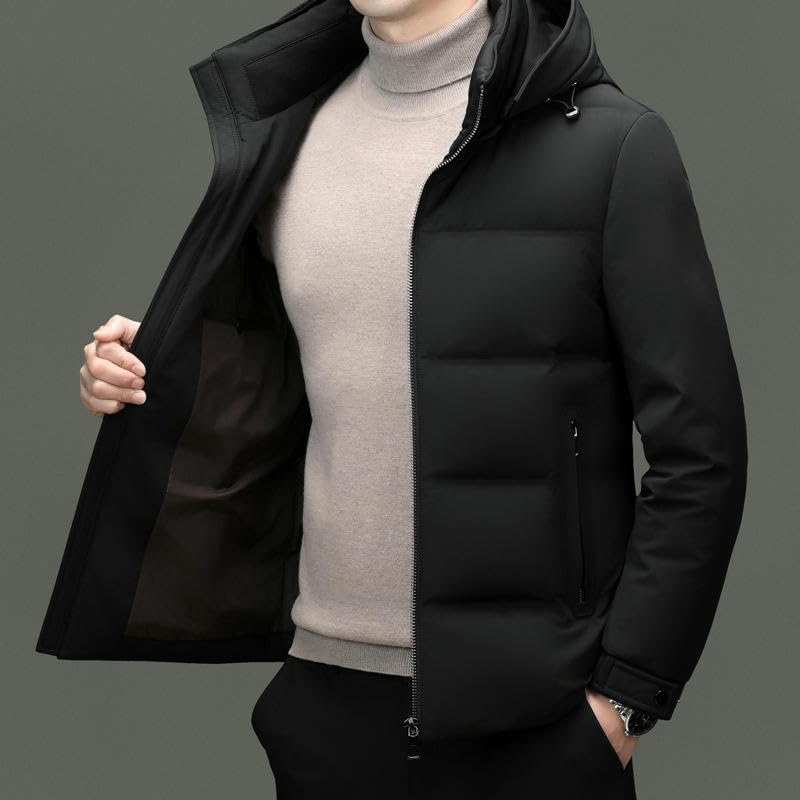 Chaqueta de plumón sofisticada con acabado en color liso para hombre de mediana edad 3