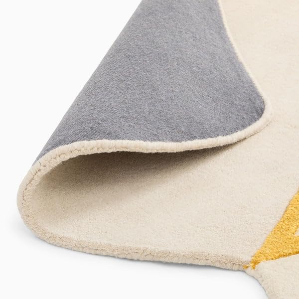 Image of Hand-Tufted Wool Carpet for Living Room 4x6 feet Cream Yellow Anti-Skid High Pile Thick Carpet & Rugs for Bedroom & Hall