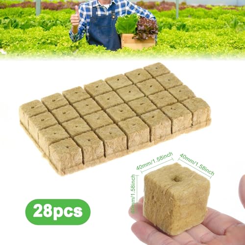 MXJFYY Rock Wool Cubes, 28Pcs Rock Wool Planting, 40 * 40 * 40 mm Rockwool Starter Plugs, Growing Soilless Cultivation Compress Base for Plants Starting, Root Cuttings, Plant Propagation - Image 3