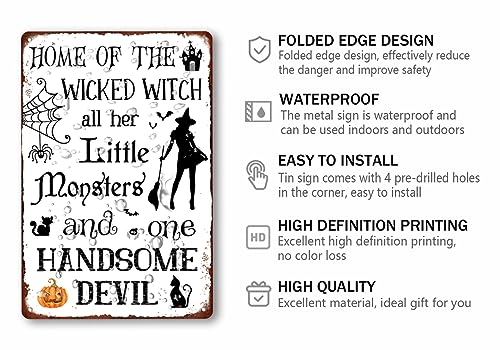 Plaque en métal Halloween rétro 20x30 cm Home of the Wicked Witch