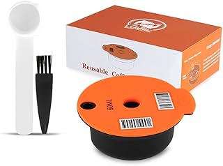 HUANSHENG 180ml Reusable Coffee Filter, PP Coffee Capsule Pod with Silicone Lid for Bosch Tassimo Machine, Make Your Favor...